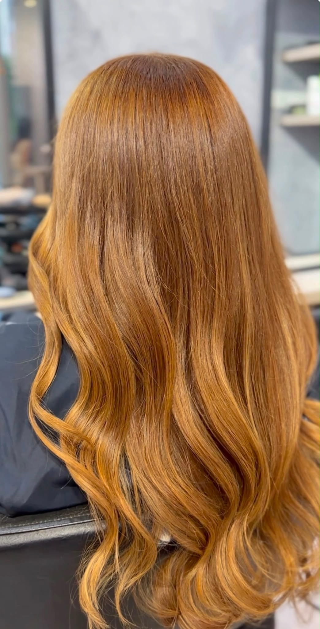 Rich copper balayage with soft waves